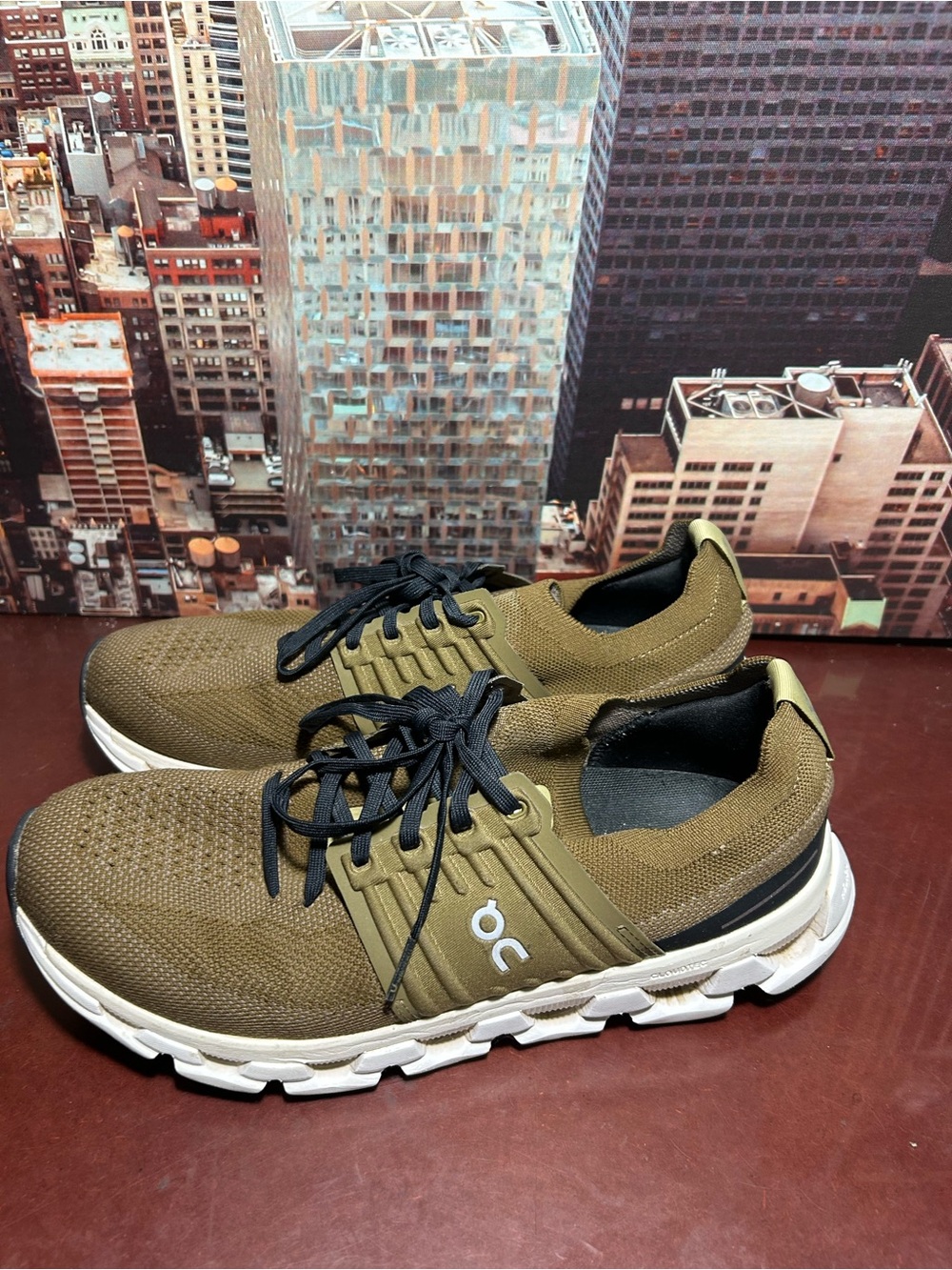 On Running Olive Green Men's Athletic Cloud Sneakers